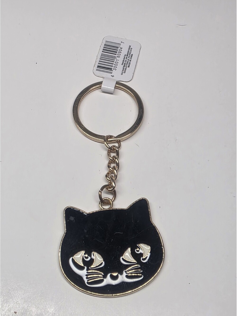 BLACK CAT FACE METAL ENAMEL KEYCHAIN